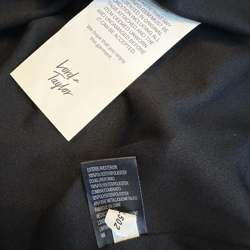 Tahari Arthur S Levine Dress Women Plus 18W Black Gold Metallic Asymmetrical NWT - Picture 5 of 10